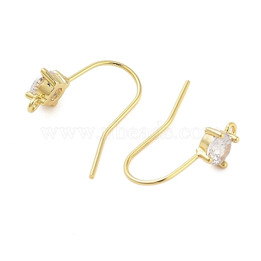 Brass Micro Pave Cubic Zirconia Earrings Findings(EJEW-B063-05G-06)-2