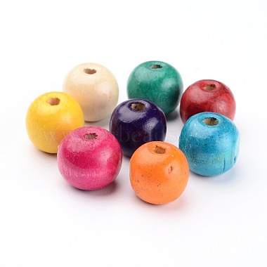 Mixed Round Chunky Bubblegum Handmade Natural Wood Beads(X-TB006)-2