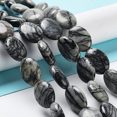 hilos de piedra natural de seda negra / hilos de perlas de netstone(G-L164-A-24)-2