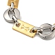 Ion Plating(IP) Two Tone 304 Stainless Steel Ring & Rectangle Link Chain Bracelet(BJEW-B078-17GP)-2