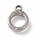 Non-Tarnish 304 Stainless Steel Toggle Clasps Parts, Textured, Ring, Stainless Steel Color, 16x12x2mm, Hole: 2mm(STAS-K209-01P)