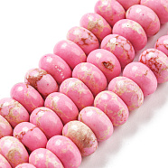 Synthetic Imperial Jasper Dyed Beads Strands, Rondelle, Hot Pink, 8~8.5x5~5.5mm, Hole: 1.2mm, about 76~77pcs/strand, 15.20''~15.47"(38.6~39.3cm)(G-D077-E01-01H)