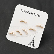 Ion Plating(IP) 304 Stainless Steel Ear Plugs Gauges, with Plastic Pearl Beads, Golden, 3.5x10.5mm, 3 Pairs/set(EJEW-H012-11G)