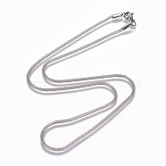 304 Stainless Steel Mesh Chain Necklaces, with Lobster Claw Clasps, Stainless Steel Color, 18.11 inch(46cm)(NJEW-P248-04P)