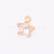 Glass Rhinestone Charms, with Iron Findings, Star, Crystal, Light Gold, 14x11x6mm, Hole: 1.8mm(IFIN-WH0053-16LG)
