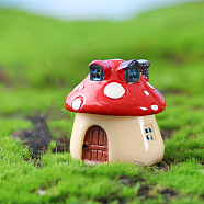 Mini Resin Mushroom House Figurines, Miniature Landscape Display Decoration, for Dollhouse Accessories, Home Decoration, Red, 42x42mm(MUSH-PW0001-085A-02)