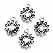 Tibetan Style Alloy Charm Settings for Enamel, Cadmium Free & Lead Free, Flower, Antique Silver, 15x11.5x2mm, Hole: 1.8mm, about 1350pcs/1000g(TIBEP-N011-026)