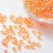 Bicone AB Color Plated Eco-Friendly Transparent Acrylic Beads, Orange Red, 4x4mm, Hole: 1mm, about 16600pcs/500g(TACR-A003-4mm-15)