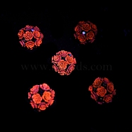 Acrylic Handmade Polymer Clay Rhinestone Beads, Flower, Cerise, 20mm, Hole: 1.8mm(FIND-Z036-01A)