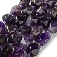 Natural Amethyst Beads Strands, with Seed Beads, Faceted, Rhombus, 12~15x9~12x9~12mm, Hole: 1~1.2mm, about 20~21pcs/strand, 15.20~15.51 inch(38.6~39.4cm)(G-C182-16-01)