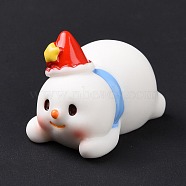 Christmas Theme Resin Display Decoration, for Home Decoration, Photographic Prop, Dollhouse Accessories, Lying Snowman, White, 34x25.5x25mm(RESI-H141-41)
