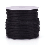 Nylon Cord, Satin Rattail Cord, for Beading Jewelry Making, Chinese Knotting, Black, 1mm, about 32.8 yards(30m)/roll(X-NWIR-L006-1mm-02)