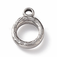 304 Stainless Steel Toggle Clasps Parts, Textured, Ring, Stainless Steel Color, 16x12x2mm, Hole: 2mm(STAS-K209-01P)