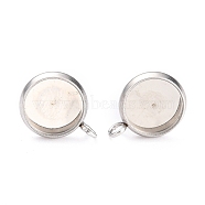 304 Stainless Steel Stud Earring Settings, Flat Round, Stainless Steel Color, Tray: 8.5mm, 10x2mm, Hole: 1.5mm, Pin: 1mm(STAS-B003-01P)