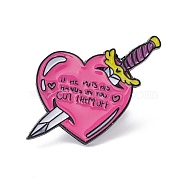 Pink Cartoon Enamel Pin, Word If He Puts His Hands On You Cut Them Off Alloy Feminism Badge for Backpack Clothes, Heart Pattern, 30.48x27.94mm(GIPO-PW0001-009A)