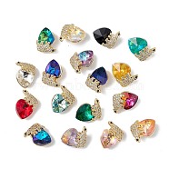 Real 18K Gold Plated Rack Plating Brass Micro Pave Clear Cubic Zirconia Pendants, with Glass, Long-Lasting Plated, Cadmium Free & Lead Free, White Bear & Heart Charm, Mixed Color, 17x13x9mm, Hole: 4x1.5mm(KK-C015-06G)
