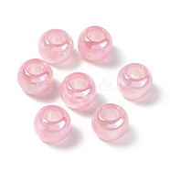 Opaque Acrylic Beads, AB Color, Rondelle, Pink, 17.5x14mm, Hole: 8.8mm(OACR-C008-01A)