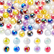100Pcs 10 Colors Transparent Acrylic Beads, UV Plating & Rainbow, Bead in Bead, Half Drilled Beads, Round, Mixed Color, 15.5x15mm, Half Hole: 3.5mm, 10pcs/color(TACR-GA0001-09)