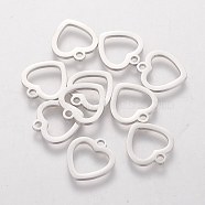 304 Stainless Steel Charms, Stamping Blank Tag, Heart, Stainless Steel Color, 12.6x11.8x1mm, Hole: 1.5mm(STAS-Q201-T168)