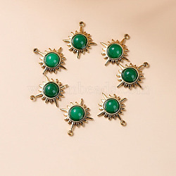Bohemia Style Natural Chrysoprase Sun Charms, with Golden Tone Stainless steel Findings, 14x12x4mm(BOHO-PW0001-060G-01)