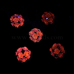 Acrylic Handmade Polymer Clay Rhinestone Beads, Flower, Cerise, 20mm, Hole: 1.8mm(FIND-Z036-01A)