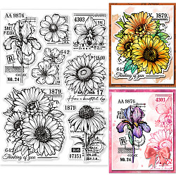 PVC Stamps, for DIY Scrapbooking, Photo Album Decorative, Cards Making, Stamp Sheets, Film Frame, Sunflower, 21x14.8x0.3cm(DIY-WH0371-0101)