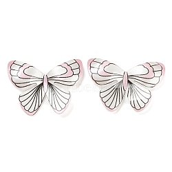Resin Cabochons, Butterfly, for Jewelry Making, Pink, 26x31.5x3.7mm(RESI-K031-02B)