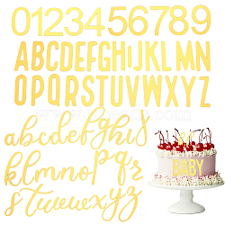 Acrylic Mirror Effect Cake Toppers, Number & Letter.A~Z, Gold, 25~83.5x6~58x1mm, 126pcs/set(AJEW-WH0038-84A)