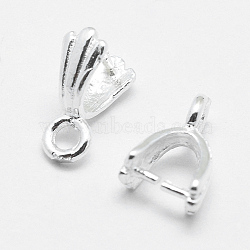 925 Sterling Silver Pendant Bails, Ice Pick & Pinch Bails, Silver, 3x3mm Inner Diameter, 8x5x3mm, Hole: 1.5mm, Pin: 0.6mm(STER-E050-12S)