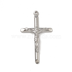 201 Stainless Steel Pendants, Crucifix Cross Charm, Stainless Steel Color, 44x26x3.5mm, Hole: 1.8mm(STAS-J401-VC632)