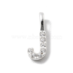 925 Sterling Silver with Cubic Zirconia Charms, Letter, Letter J, 10x4x1.5mm, Hole: 2.5x1.5mm(STER-Q004-01J-S)