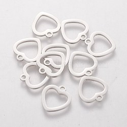 Tarnish Resistant 304 Stainless Steel Charms, Stamping Blank Tag, Heart, Stainless Steel Color, 12.6x11.8x1mm, Hole: 1.5mm(STAS-Q201-T168)