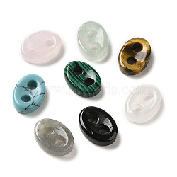 Mixed Gemstone Connector Charms, Oval Links, 14x10x4mm, Hole: 3mm(G-K354-10)