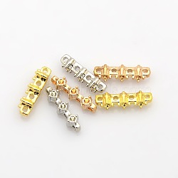 Rectangle Plating Zinc Alloy Spacer Bar Rhinestone Settings, Mixed Color, 16x4x4mm, Hole: 1mm, Fit for 1mm rhinestone(PALLOY-N0101-06)