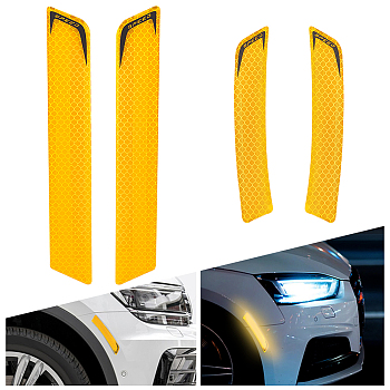 4 Sets 2 Styles Waterproof Epoxy Resin Reflective film Car Stickers, Reflective Tape Decals for Auto & Motorcycle Decoration, Orange, 145~220x25~30x1.5mm, 2 sets/style