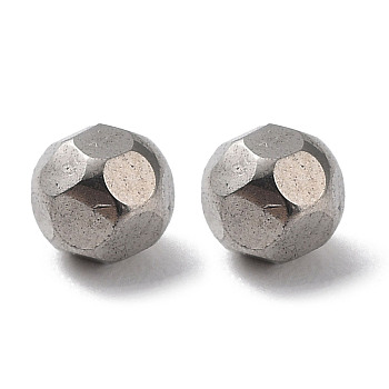 303 Stainless Steel Beads, No Hole/Undrilled, Diamond Cut, Round, Stainless Steel Color, 3mm
