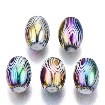 Electroplate Glass Beads, Barrel, Colorful, 11x8mm, Hole: 1.2mm, about 200pcs/bag