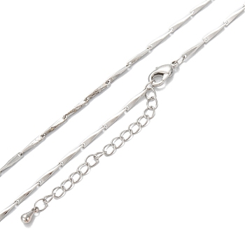 Brass Bar Link Chain Necklaces, Long-Lasting Plated, Real Platinum Plated, 15.94 inch(40.5cm)