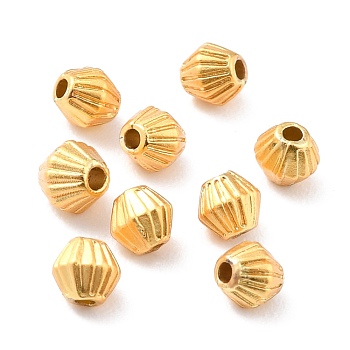Rack Plating Alloy Beads, Cadmium Free & Lead Free, Long-Lasting Plated, Bicone, Matte Gold Color, 4x4mm, Hole: 1mm