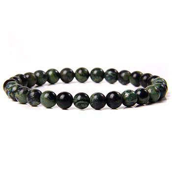 Natural Green Quartz Round Beaded Stretch Bracelet, 