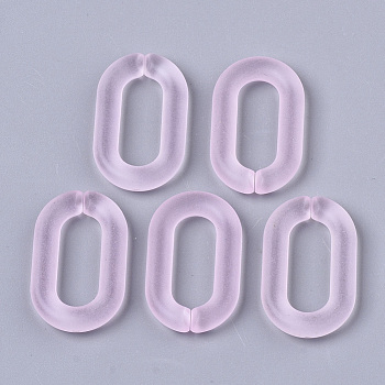Transparent Acrylic Linking Rings, Quick Link Connectors, for Cable Chains Making, Oval, Frosted, Pearl Pink, 27x16.5x4mm, Inner Diameter: 18x8mm