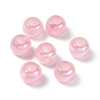 Opaque Acrylic Beads, AB Color, Rondelle, Pink, 17.5x14mm, Hole: 8.8mm