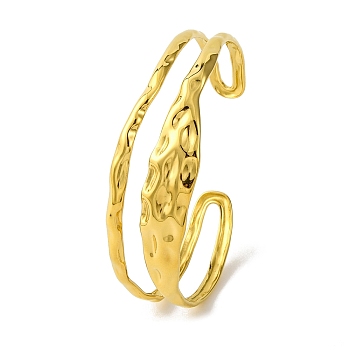 Ion Plating(IP) Fashionable 304 Stainless Steel Cuff Bangles for Women, Golden, Inner Diameter: 2x2-3/8 inch(5x6cm)