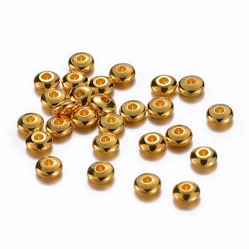 Golden Brass Rondelle Spacer Beads, Cadmium Free & Lead Free, 5x2mm, Hole: 1~1.5mm