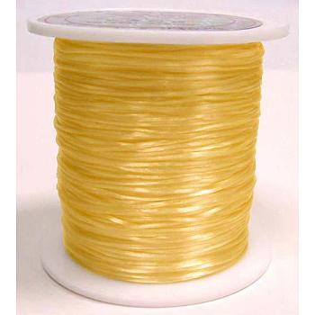 Flat Elastic Crystal String, Elastic Beading Thread, for Stretch Bracelet Making, Dyed, Gold, 0.8mm, about 65.61 yards(60m)/roll