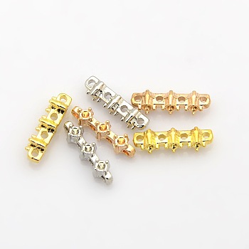 Rectangle Plating Zinc Alloy Spacer Bar Rhinestone Settings, Mixed Color, 16x4x4mm, Hole: 1mm, Fit for 1mm rhinestone