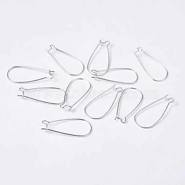 Silver Color Plated Brass Hoop Earrings Findings Kidney Ear Wires Making Findings(X-EC221-S)-5