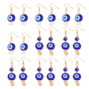 Dark Blue Evil Eye Lampwork Earrings