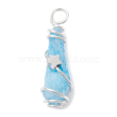Electroplated Natural Quartz Crystal Dyed Copper Wire Wrapped Pendants(PALLOY-JF02327-03)-3
