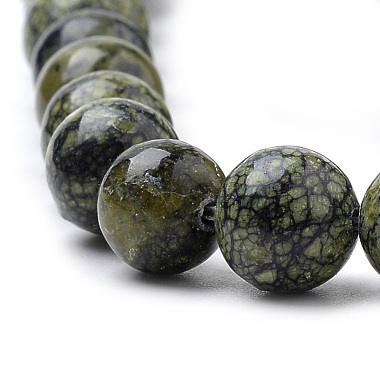 Perles en pierre de serpentine naturelle / dentelle verte(G-S259-15-8mm-1)-3